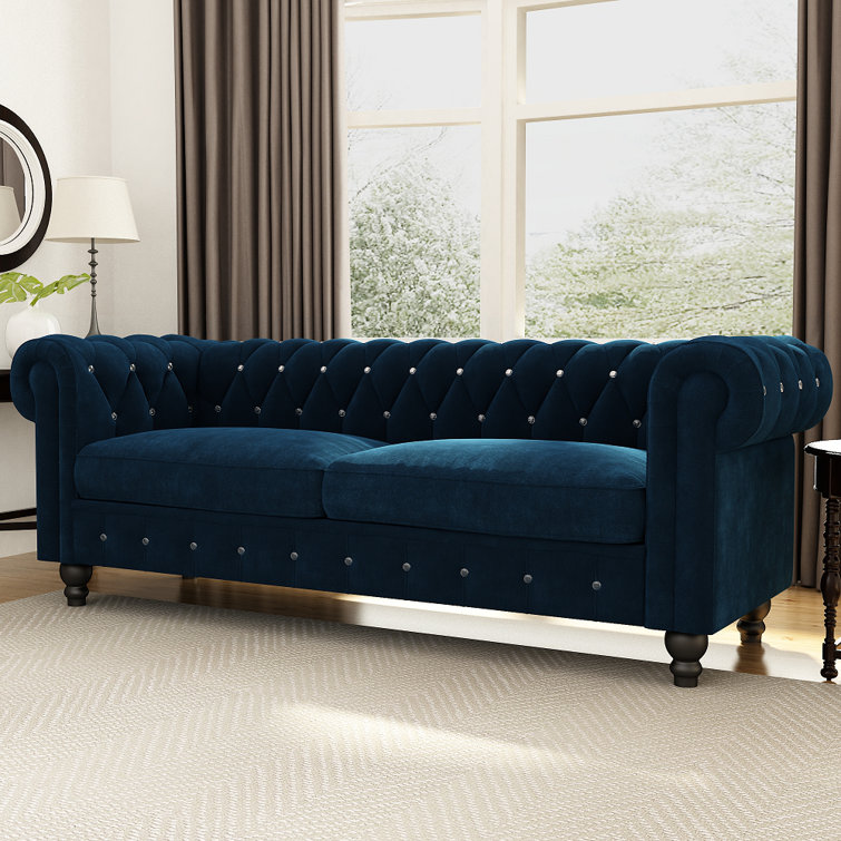 Rosdorf Park Skiba 80'' Velvet Rolled Arm Chesterfield Sofa Wayfair.ca
